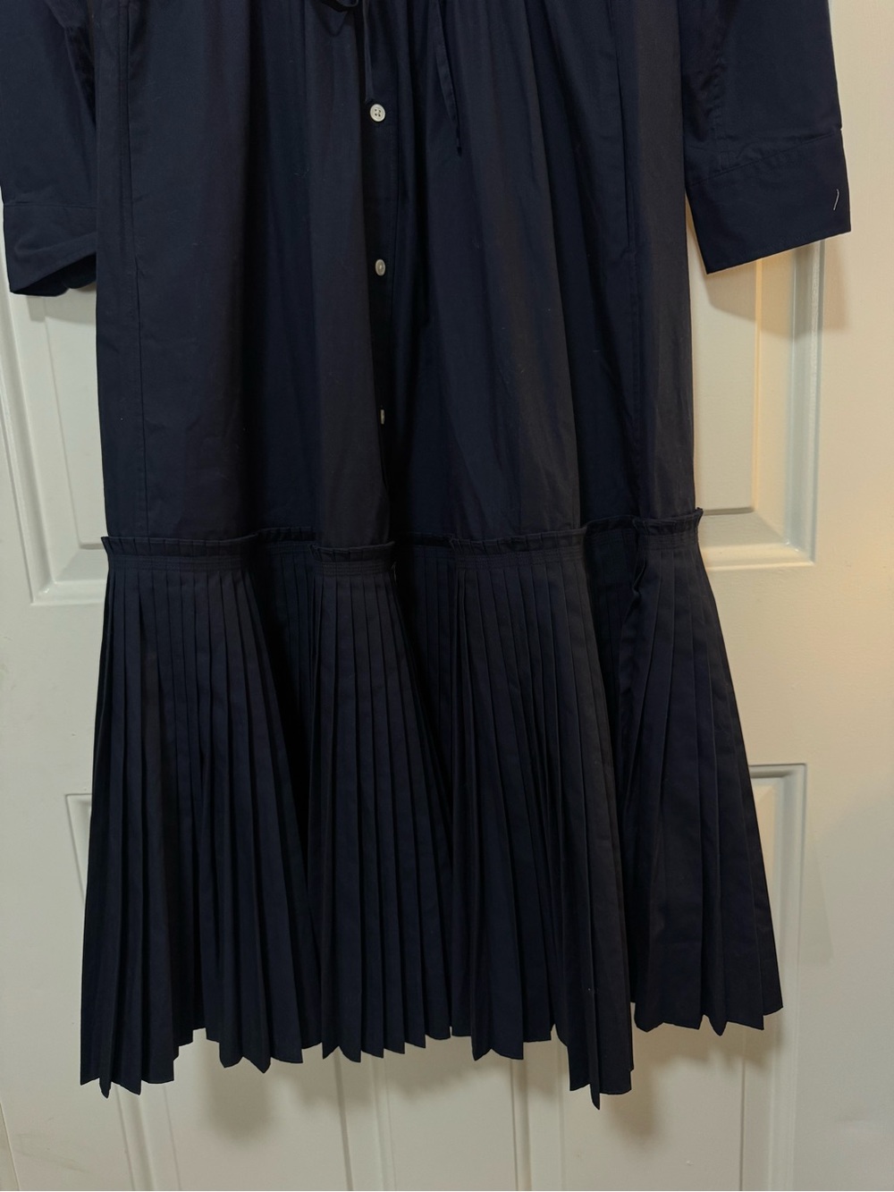 Polo Ralph Lauren Navy Pleated-Hem Drawstring Midi Shirtdress Size 6 - Picture 3 of 10